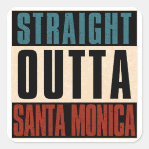 Direkt außerhalb Santa Monica California CA Quadratischer Aufkleber