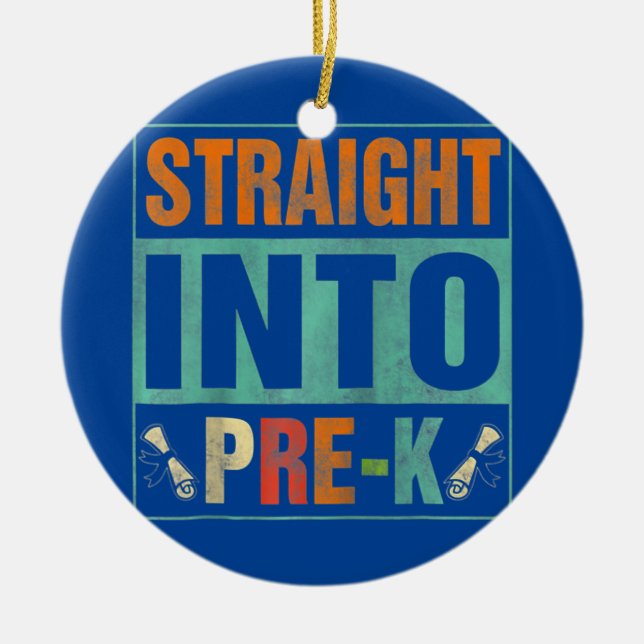 Direkt in den prächtigen K Funny Zurück zur Schule Keramik Ornament (Vorne)