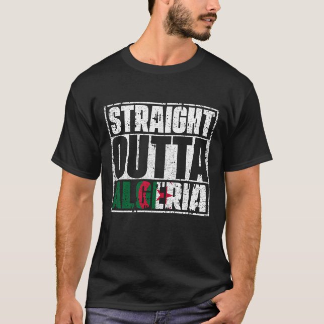 Direkte Außenflagge Algerien T-Shirt (Vorderseite)