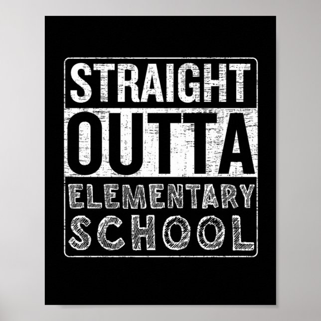 Direkte Outta Elementary School Funny Class Gradu Poster (Vorne)
