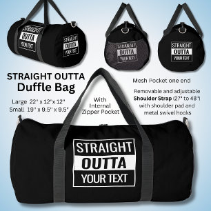 Direkte Outta - Ihr Text - Schwarz & Weiß auf Duffle Bag