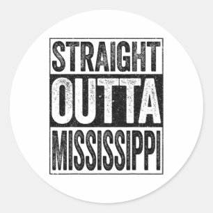 Direkte Outta Mississippi Staat Runder Aufkleber