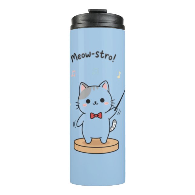 Dirigent des süßen Katzenorchesters  Thermosbecher (Vorderseite)