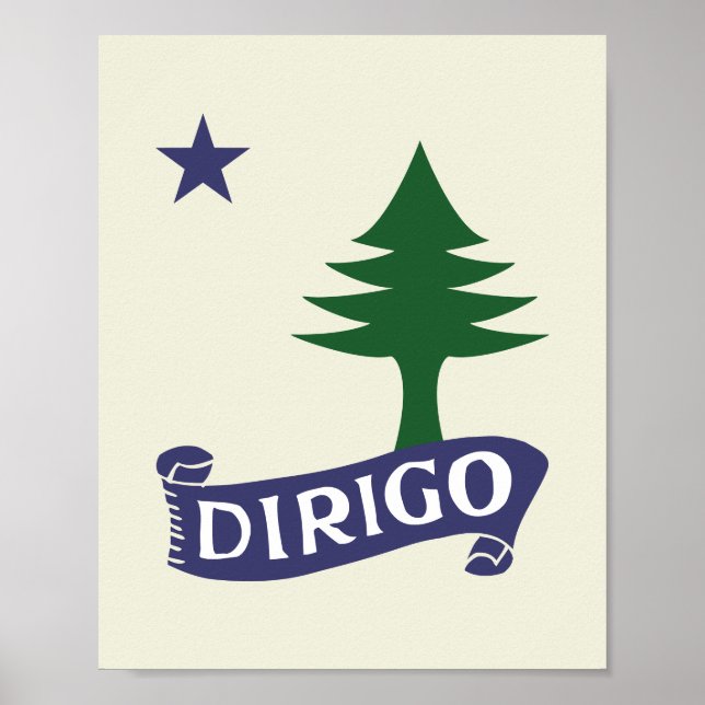 Dirigo / 1901 Maine Flag Framable Art Poster (Vorne)