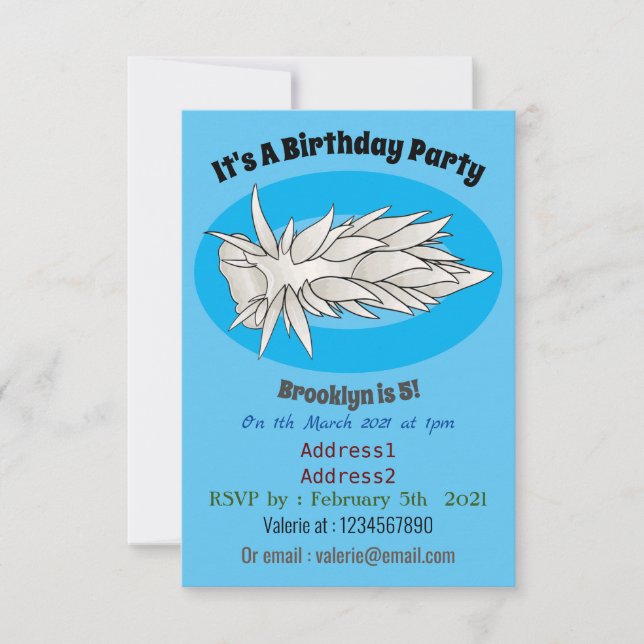 Dirona albolineata NudiBranntbild Cartoon Einladung (Vorderseite)