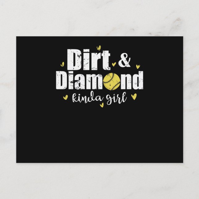 Dirt and Diamond kinda Girl Softball Sport Postkarte (Vorderseite)