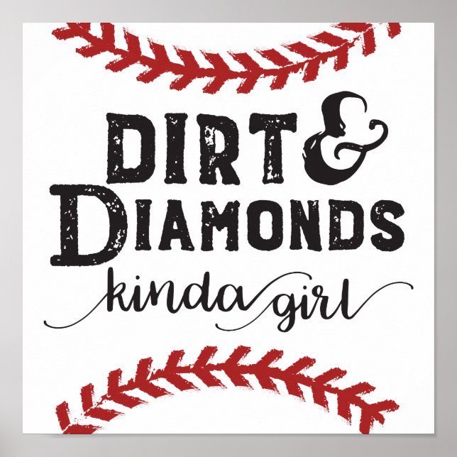 Dirt and Diamonds Art Girl Softball Thema Poster (Vorne)