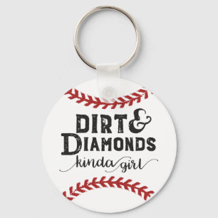 Dirt and Diamonds Art Girl Softball Thema Schlüsselanhänger