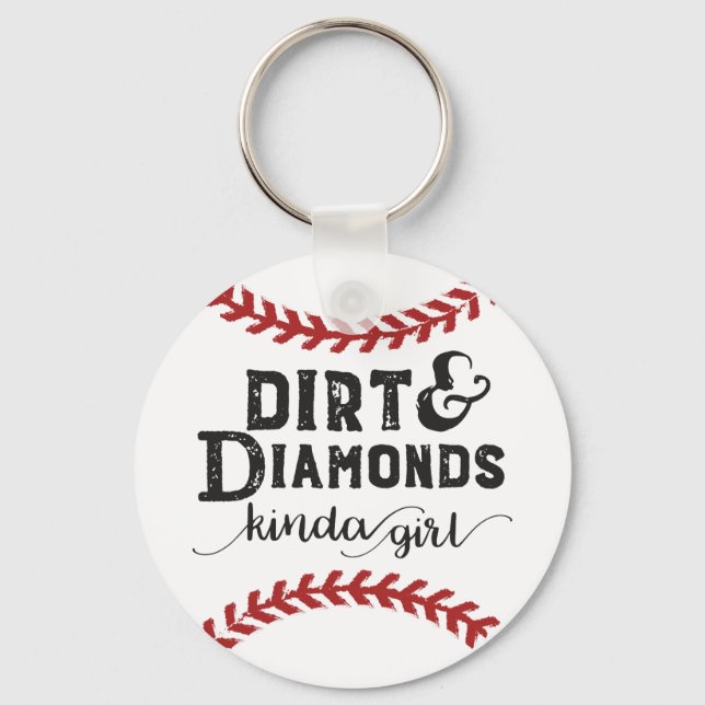 Dirt and Diamonds Art Girl Softball Thema Schlüsselanhänger (Vorderseite)