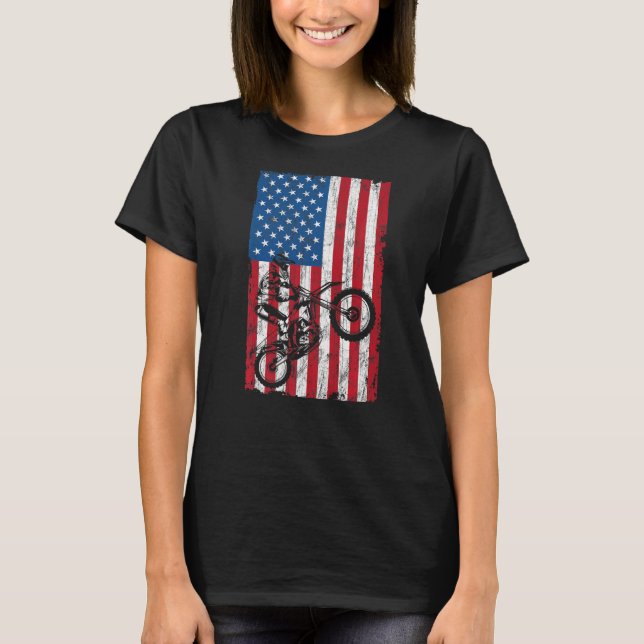 Dirt Bike American Flag Graphic Patriotic Usa 4. T-Shirt (Vorderseite)