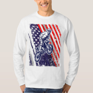 Dirt Bike American Flag Motocross Biker 4. Jul T-Shirt