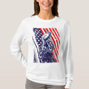 Dirt Bike American Flag Motocross Biker 4. Jul T-Shirt