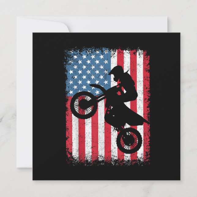 Dirt Bike American Flag Motocross Biker Men Boys V Dankeskarte (Vorderseite)