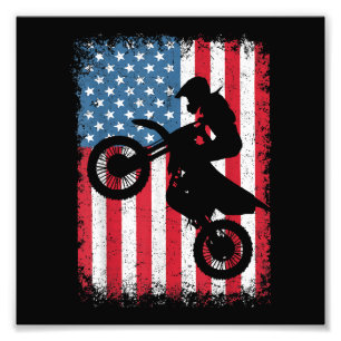 Dirt Bike American Flag Motocross Biker Men Boys V Fotodruck