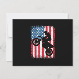 Dirt Bike American Flag Motocross Biker Men Boys V RSVP Karte