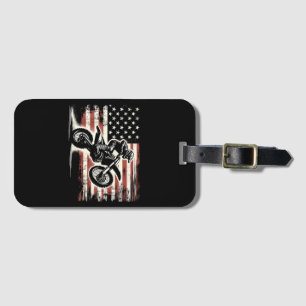 Dirt Bike American Flag Motocross Biker Vintag USA Gepäckanhänger