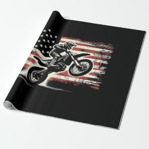Dirt Bike American Flag Motocross Biker Vintag USA Geschenkpapier