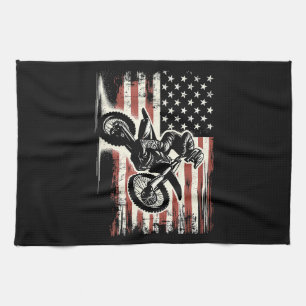 Dirt Bike American Flag Motocross Biker Vintag USA Geschirrtuch