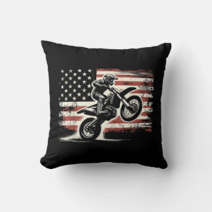 Dirt Bike American Flag Motocross Biker Vintag USA Kissen