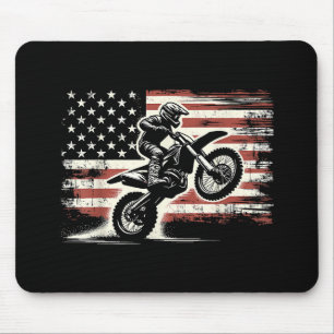 Dirt Bike American Flag Motocross Biker Vintag USA Mousepad