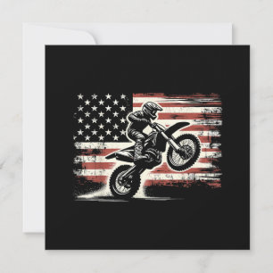 Dirt Bike American Flag Motocross Biker Vintag USA Save The Date