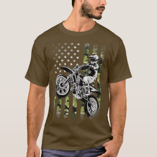 Dirt Bike Amerikanische Camo-Flagge Motocross Dirt T-Shirt