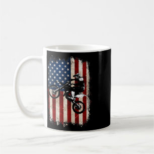 Dirt Bike Amerikanische Flagge Motocross Biker 4.  Kaffeetasse