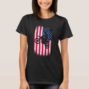 Dirt Bike Amerikanische Flagge Motocross Biker 4. T-Shirt