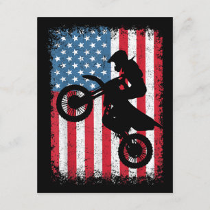 Dirt Bike Amerikanische Flagge Motocross Biker Män Begleitkarte