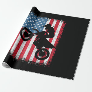 Dirt Bike Amerikanische Flagge Motocross Biker Män Geschenkpapier