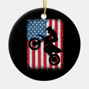 Dirt Bike Amerikanische Flagge Motocross Biker Män Keramik Ornament