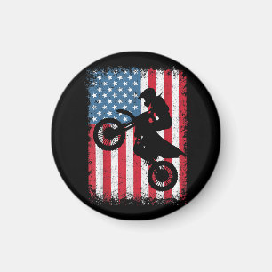 Dirt Bike Amerikanische Flagge Motocross Biker Män Magnet