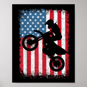 Dirt Bike Amerikanische Flagge Motocross Biker Män Poster