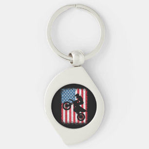 Dirt Bike Amerikanische Flagge Motocross Biker Män Schlüsselanhänger