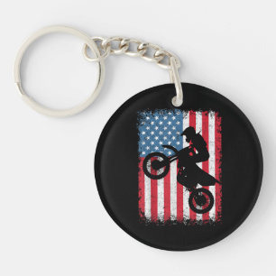 Dirt Bike Amerikanische Flagge Motocross Biker Män Schlüsselanhänger