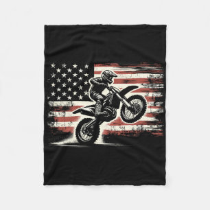 Dirt Bike Amerikanische Flagge Motocross Biker Vin Fleecedecke
