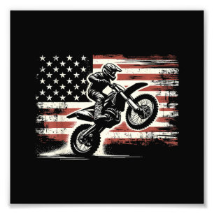 Dirt Bike Amerikanische Flagge Motocross Biker Vin Fotodruck
