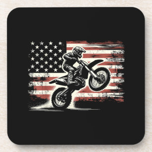 Dirt Bike Amerikanische Flagge Motocross Biker Vin Getränkeuntersetzer