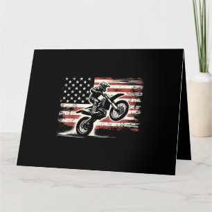 Dirt Bike Amerikanische Flagge Motocross Biker Vin Karte