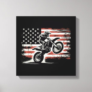 Dirt Bike Amerikanische Flagge Motocross Biker Vin Leinwanddruck