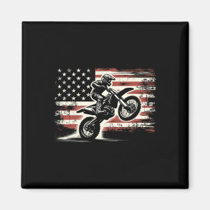 Dirt Bike Amerikanische Flagge Motocross Biker Vin Magnet
