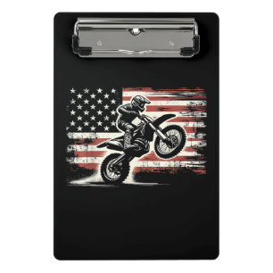 Dirt Bike Amerikanische Flagge Motocross Biker Vin Mini Klemmbrett