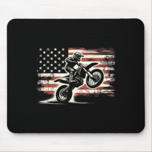 Dirt Bike Amerikanische Flagge Motocross Biker Vin Mousepad