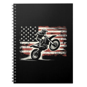 Dirt Bike Amerikanische Flagge Motocross Biker Vin Notizblock