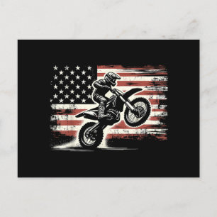 Dirt Bike Amerikanische Flagge Motocross Biker Vin Postkarte
