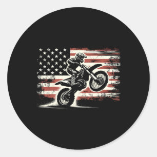 Dirt Bike Amerikanische Flagge Motocross Biker Vin Runder Aufkleber