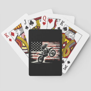 Dirt Bike Amerikanische Flagge Motocross Biker Vin Spielkarten