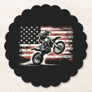 Dirt Bike Amerikanische Flagge Motocross Biker Vin Untersetzer