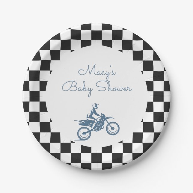 Dirt Bike Baby Shower Pappteller (Vorderseite)