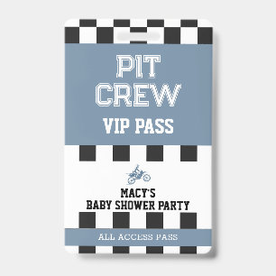 Dirt Bike Baby Shower Party Pit Crew VIP Zugang Ausweis
